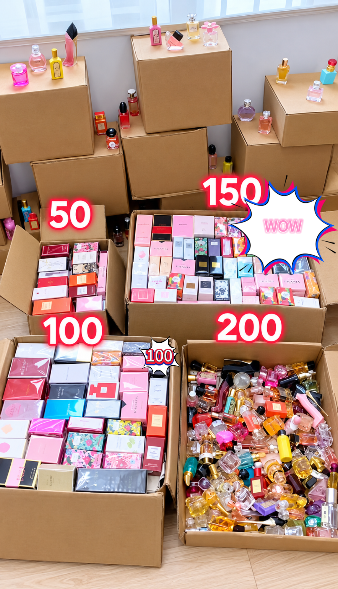 Mini perfume wholesale prices: 50, 100, 150, 200 bottles