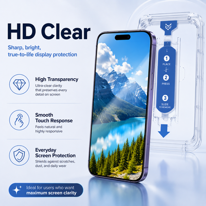 ✨ Dust-Free Installation Screen Protector for iPhone 11–17 — HD Clear, Anti-Blue Light, and Privacy Versions