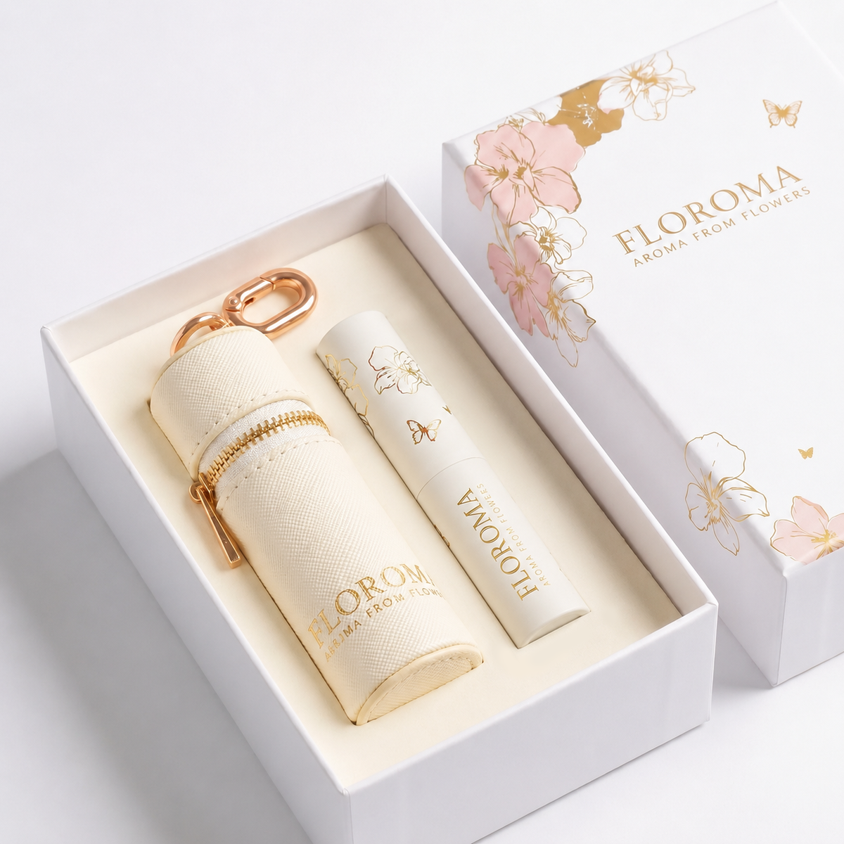 【Sommer-Sonderedition】Tragbares Leder-Charm-Geschenkset (inklusive White Orchid Velvet festem Parfüm)