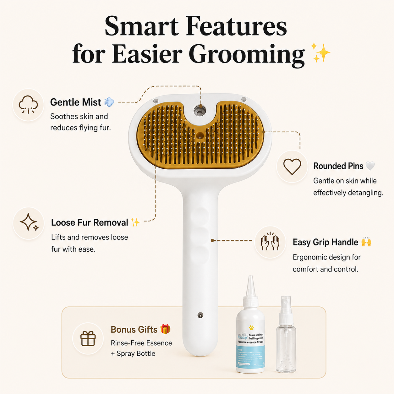 🔥 Last 100 units! 60% off the 3-in-1 electric steam pet grooming brush for a limited time!