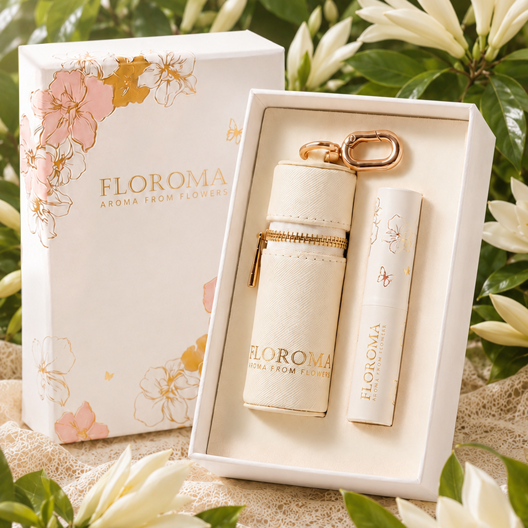 【Sommer-Sonderedition】Tragbares Leder-Charm-Geschenkset (inklusive White Orchid Velvet festem Parfüm)