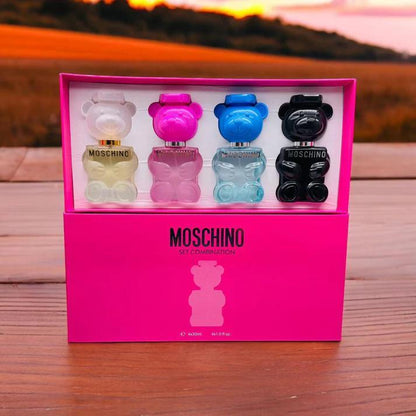 (Valentine's Day Gifts) Moschino Toy Miniatures Women's Pink Perfume Gift Set - 4 x 30ml Bottles