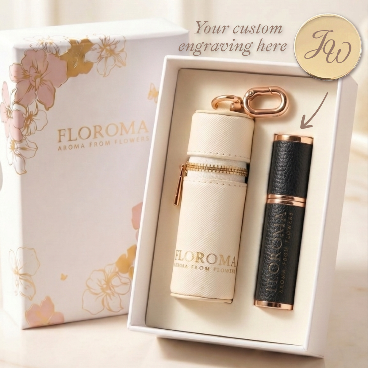 Perfume Leather Pouch Gift Set (Free Engraving Refill Bottle)