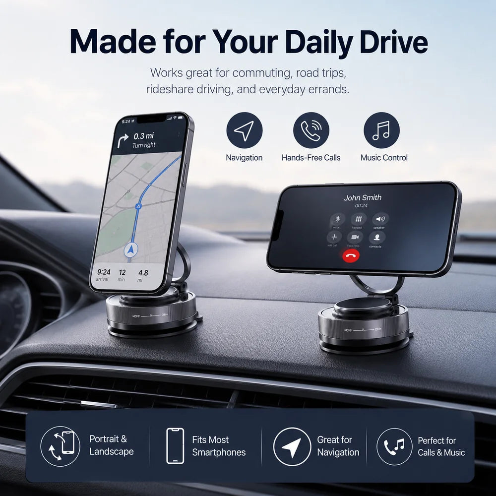 Magnetic phone mount for navigation calls and music