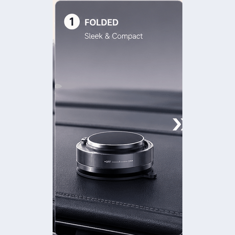 Animated folding magnetic car phone mount demonstration